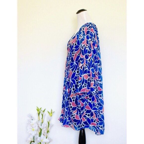 NEW! Diane Von Furstenberg Fleurette Silk Chiffon Dress Ocelot Floral Blue SZ 4 - Picture 4 of 10